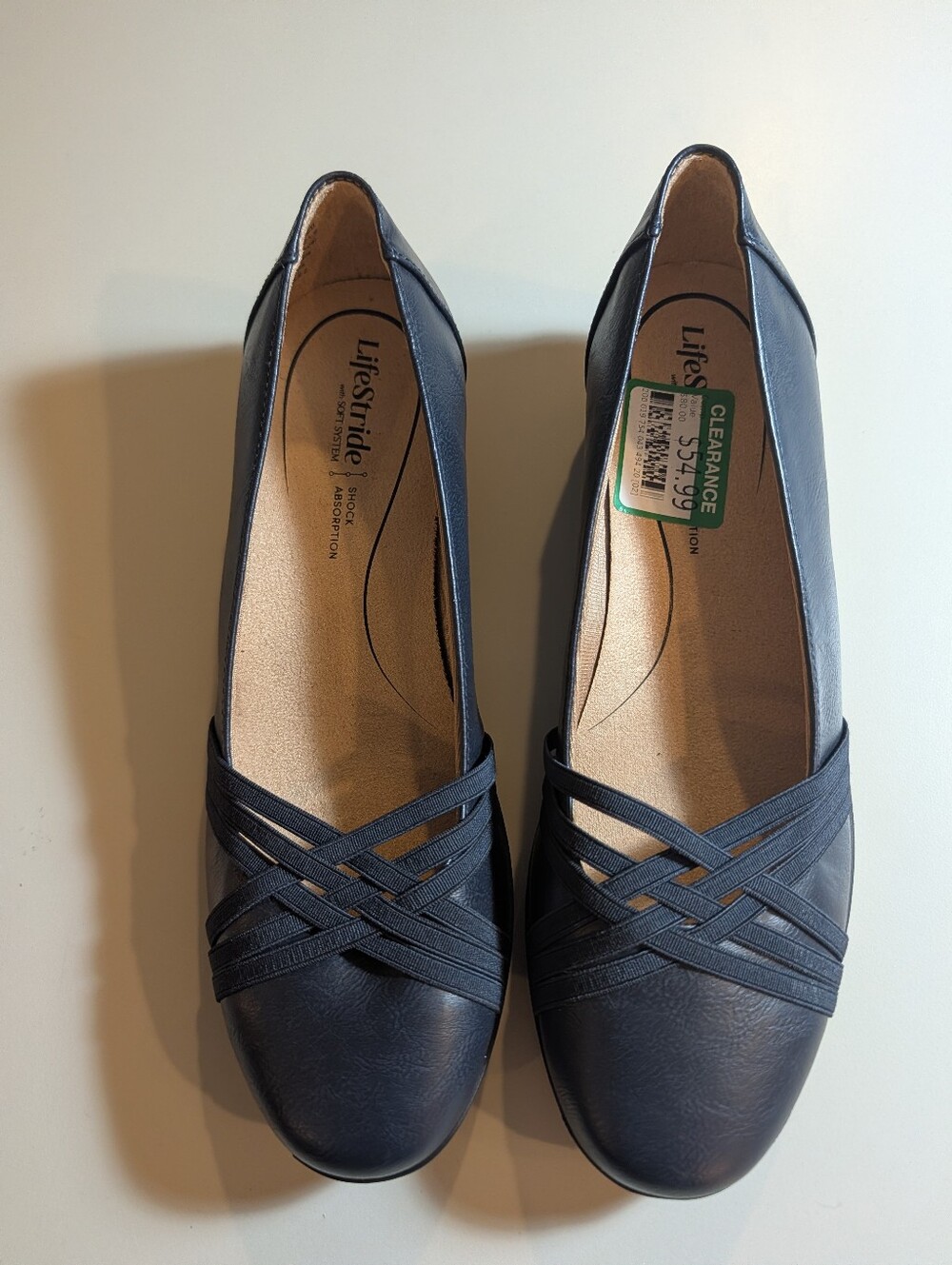 Life Stride Navy Women's Crisscross Slip-On Incredible 2 Ballet Flats Size 9W